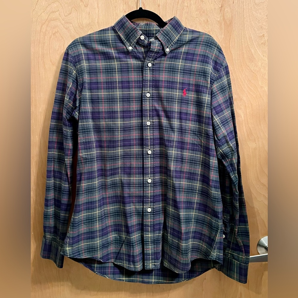 POLO BY RALPH LAUREN Men's Plaid Shirt - Blue and Green